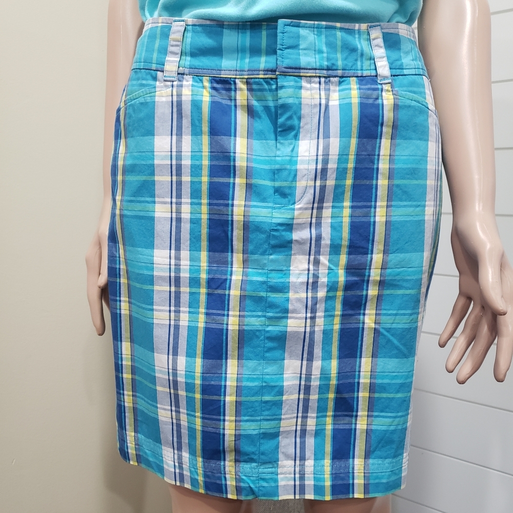 CHAPS by Ralph Lauren Turquoise Plaid Skirt - Size 4